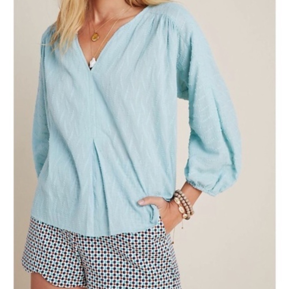Anthropologie | Dolan Alvia Peasant Blue Blouse Top Size Small
